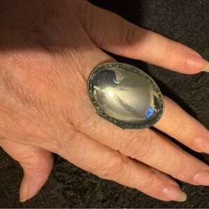Jan Michaels Silver Oval Locket Statement Ring